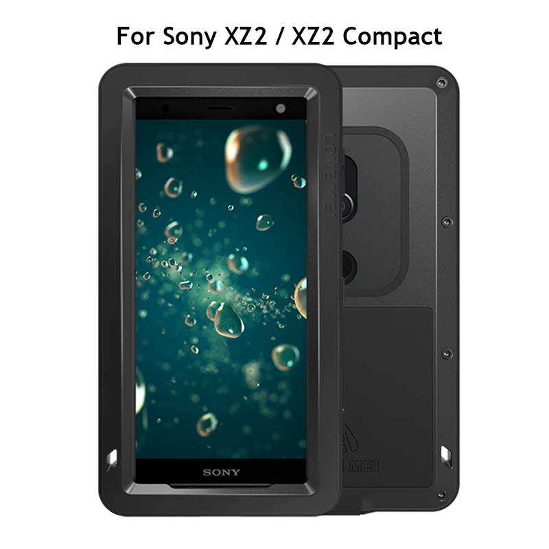 

Love Mei Brand Case For Sony Xperia XZ2 Compact Shockproof Metal Cover For Sony Xperia XZ2 Full Body Armor Phone Case With Glass