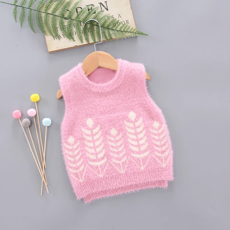 

IENENS Fashion Kids Baby Girls Trend Clothes Clothing Bow Sweater Vest Girls Clothing Cotton Comfortable Sweater Single Piece