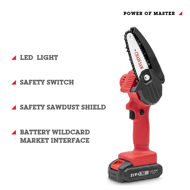 

3000W Mini Electric Chain Saw With 2Pcs Battery Woodworking Pruning Chainsaw One-handed Garden Logging Saw Power Tool
