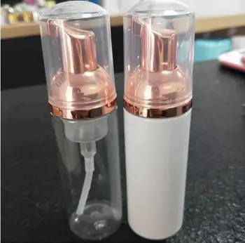 

1pcs Empty 30ml 60ml cosmetic facial Cleanser wash cream Plastic PET liquid soap Foam bottle with golden foamer pump