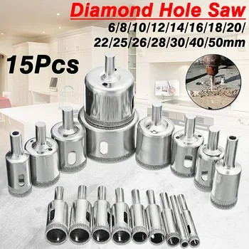 

Diamond hole saw drill bit tool 6-50mm ceramic porcelain glass marble 6/8/10/12/14/16/18/20/22/25/26/28/30/40 / 50mm