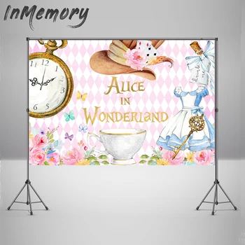 

alice in wonderland party photo background photography custom children birthday backdrops studio photocall boda