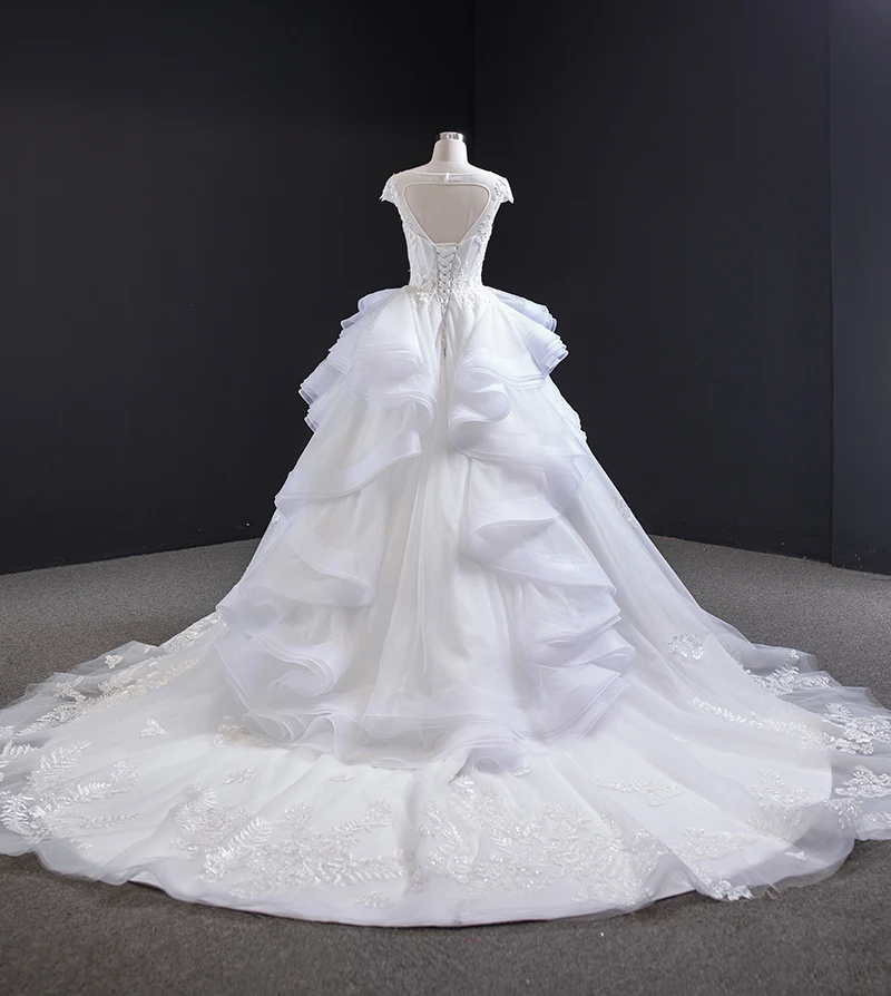 J67031 jancamber vestido de noiva свадебные платья принцессы с круглым вырезом и кружевной аппликацией, многоуровневые свадебные платья