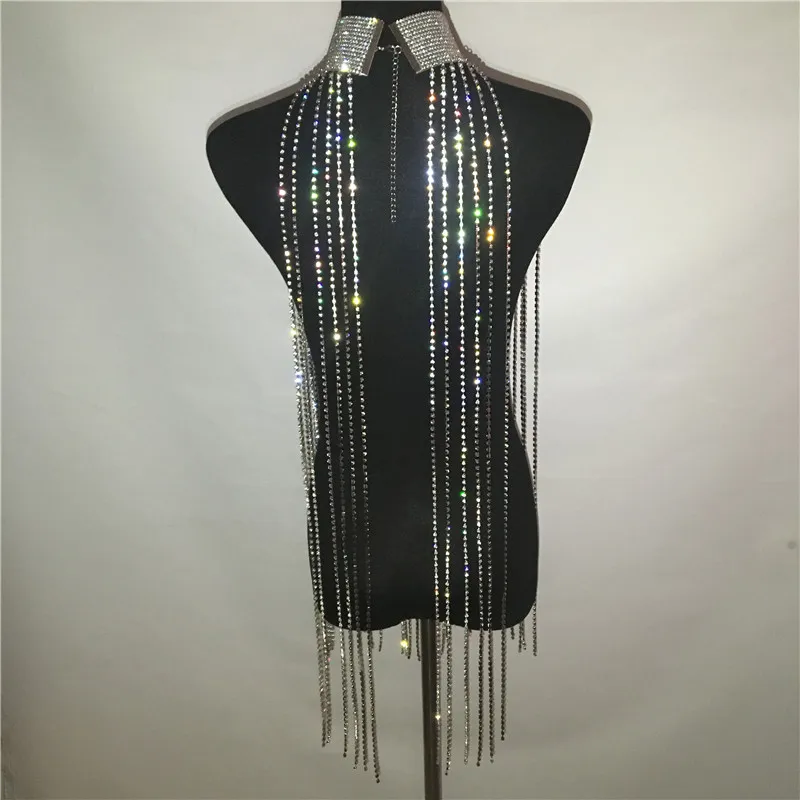 Bling Diamante Metal Tassel Cadeia de corpo,