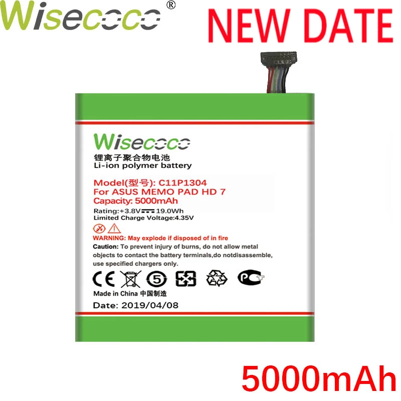 Wiscoco 5000 мАч C11P1304 батарея для Asus Memo Pad HD 7 ME173X K00U K00B HD7 телефон батарея высокого качества+ код отслеживания