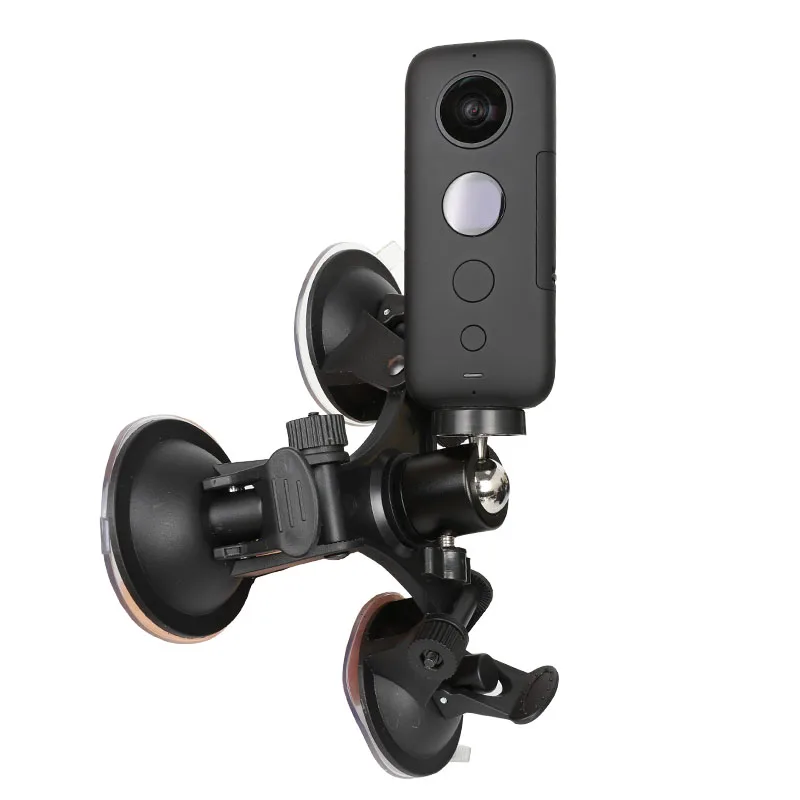 Triple cup camera suction mount w/ball head for insta360 one x/x2 yi 4k/sony/suction cup car holder window mount accessory