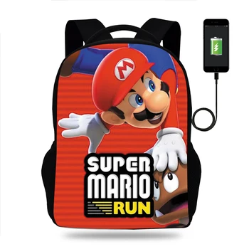

Canvas Super Mario Smash Bros Print Backpack Daily Casual Schoolbag Laptop Bag USB Charging for Teens Students