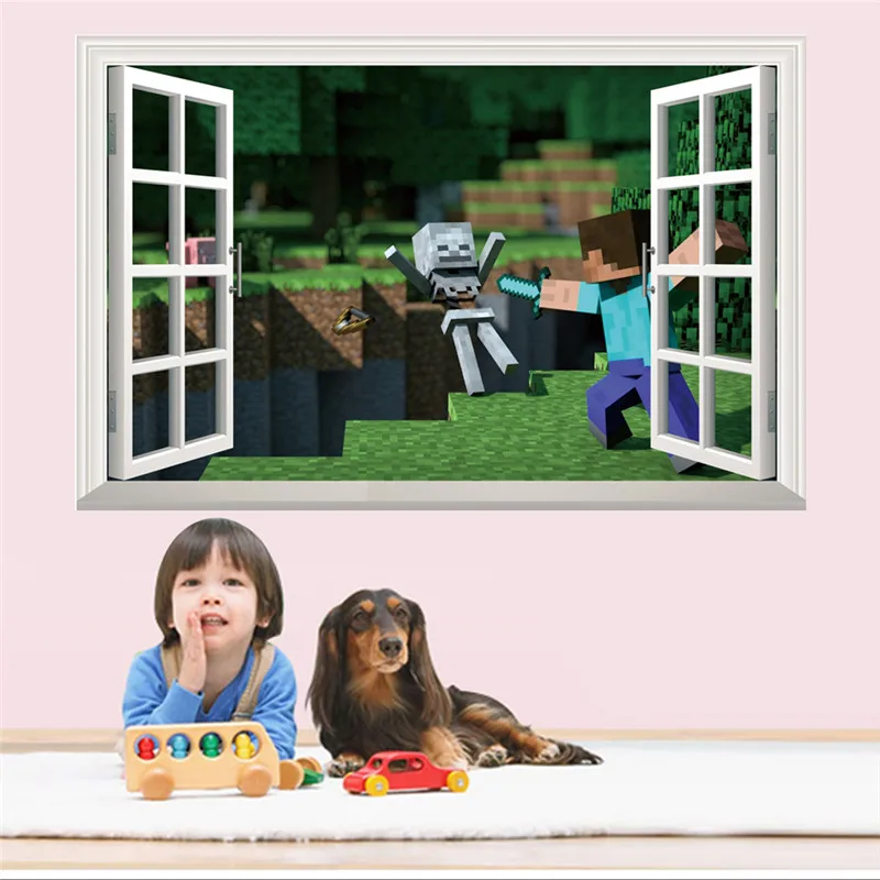 Cartoon  Steve Game Wall Stickers Mosaic game posters  decoracion hogar moderno  wall stickers for kids rooms