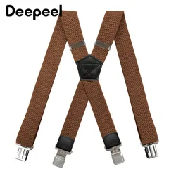 1pc 3.5cm*120cm Men's X Back 4 Clip Adjustable Elastic Braces Corn Grain Stretch Wide Suspenders Male Jockstrap Work Suspenders