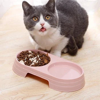 

1pc Candy Double Pet Bowls Dog Food Water Feeder Pet Drinking Dish Feeder Cat Puppy Feeding Supplies Small Dog Accessories