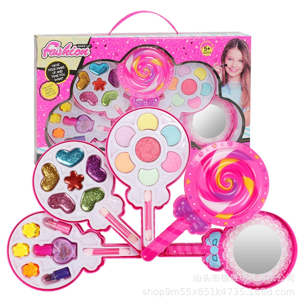 amazing Children make toy set game princess pink makeup safety non-toxic for girl dress up cosmetics kit pr