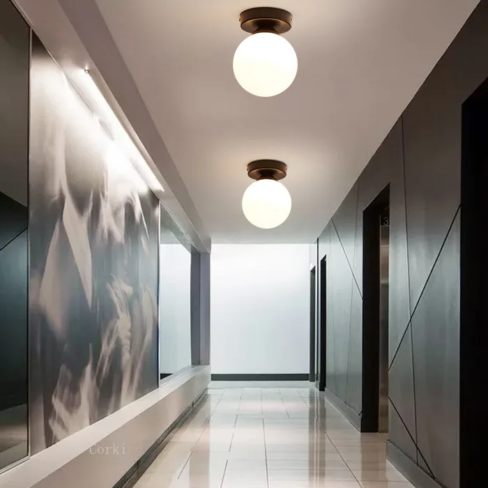 LED Ceiling Light Ceiling Light Motion Sensor Ceiling Lamp Modern Simple Corridor Ceiling Light Nordic Personality Creative Round Glass Ball Ceiling Lamp Christmas For Home Decor Fixtures