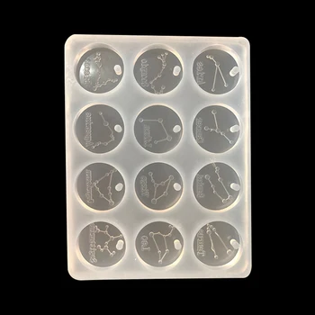 

New silicone Mold Crystal Drop Rubber Mold Handmade Epoxy Twelve Constellations Small Round Brand Mold Jewelry Making Tools