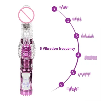 USB Rechargeable Butterfly Vibrator Sex Toys Dual Vibration Wand Dildo Vibrators for Women Telescopic Rotating Bead Rods 2