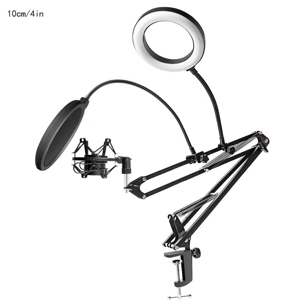 2021 Microphone Scissor Arm Stand 10 Inch Ringlight Heavy Duty Clamp Shock Mount For BM800 D80 E20 Streaming Broadcast Boom Arm - ANKUX Tech Co., Ltd
