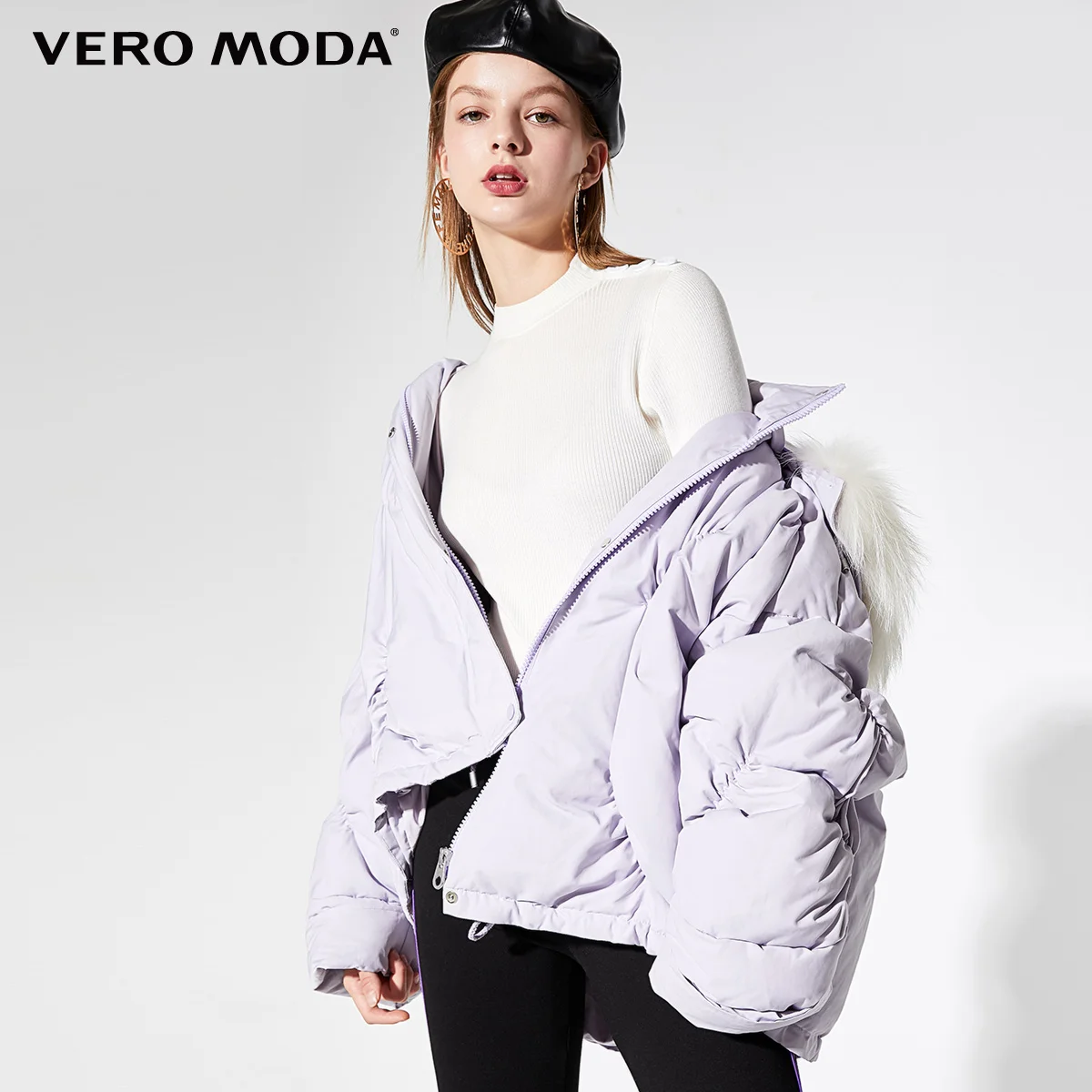 Vero Moda силуэт меховой воротник с капюшоном подол шнурок пуховик | 319423525 - Цвет: Orchid petal