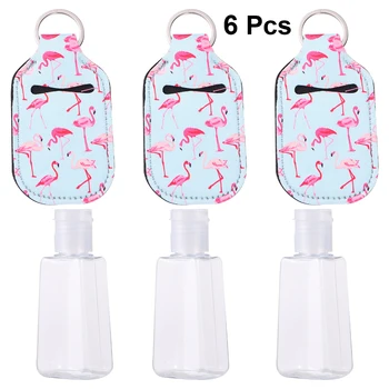 

6pcs 30ml Empty Bottle with Cover Practical Bottle with Keychain Holder Bottle with Keychain Carriers for Soap Lotion Liquids