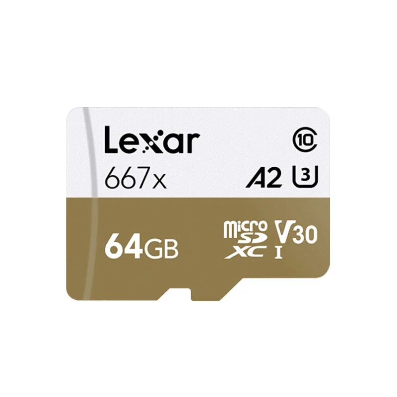 Карта памяти Lexar TF 667x256 gb SDXC Class 10 V30 A2 U3 Max 100 МБ/с. Micro SD 64gb 128gb de memoria - Емкость: 64 ГБ