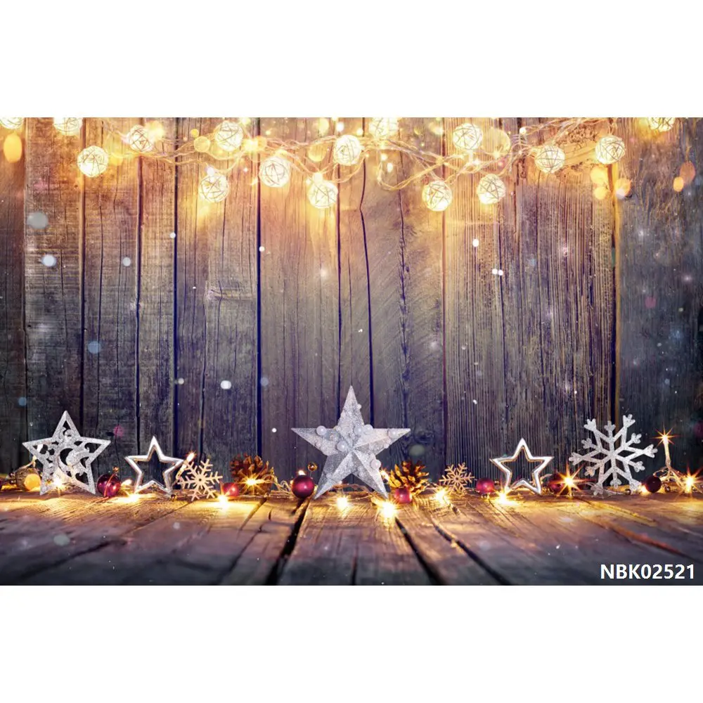 Laeacco Рождественские фоны деревянная доска светильник снег боке Фотофон Фото фоны фотографии фоны для фотостудии - Цвет: NBK02521