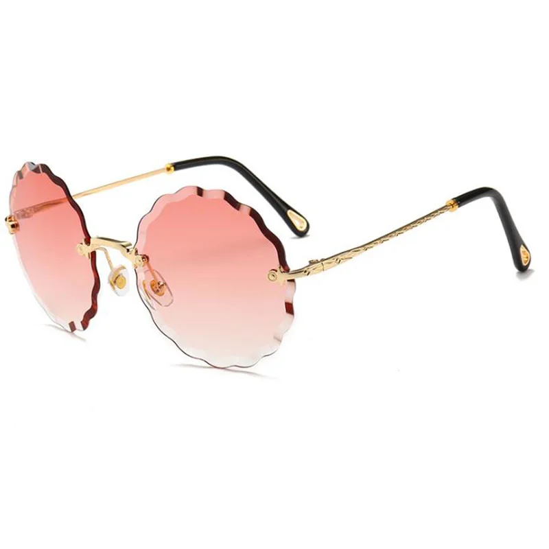 Pink Новые роскошные круглые солнцезащитные очки без оправы женские модные брендовые дизайнерские градиентные солнцезащитные очки для дам красочные женские тени - Цвет линз: Pink