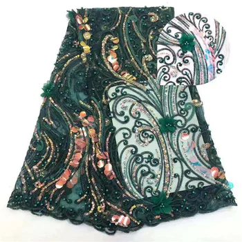 

Fashion design beautiful African net lace fabric with sequins 2019 Most popular French lace fabric for party dress 5 yards