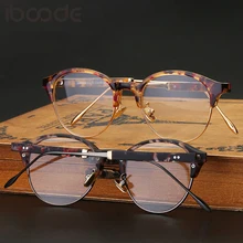 Iboode полуоправы очки оправа для женщин и мужчин круглые оптические Sepectacle мужские женские анти UV400 простые зеркальные очки унисекс