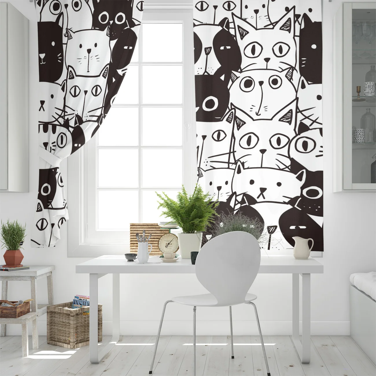 Feelyou Cortinas de gato de desenho animado para quarto estampa de gatos  coloridos cortinas de janela com isolamento térmico gatinho fofo tratamento  de janela animais de estimação cortinas de janela para crianças