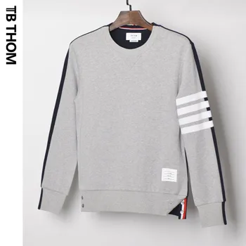 

contrast TB THOM color men's o-neck autumn casual men cotton fashion patchwork sport sweatshirts male