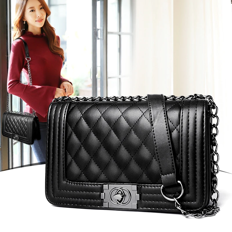 

Fashio Quilted Chain bag Channels handbags Designer Sac A Main Black Messenger bag Crossbody bag channels bolso tachuelas mujer
