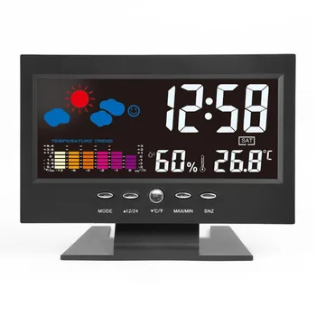 

Electronic Digital LCD Desk Clock Temperature Humidity Monitor Clock Thermometer Hygrometer Weather Forecast Table Clock