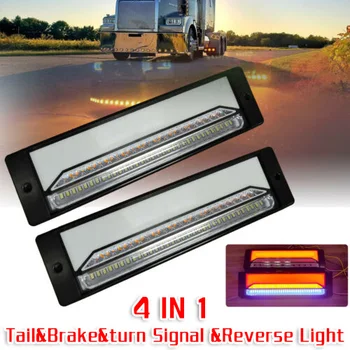 

2pcs 4 In 1 LED Parking Taillight Lamp Beads 12-24V 3000K 12Inch IP68 Waterproof RV Trailer 500LM Signal Light For Trucks