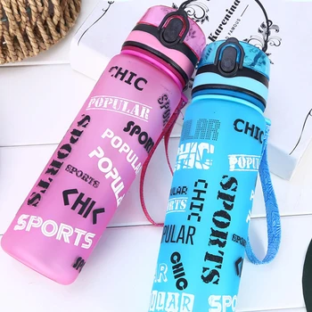 

New Summer 600/1000 ML Letter printing Sport Water Bottle Plastic Sleeve Drink Bottles Eco-friendly Water Cup