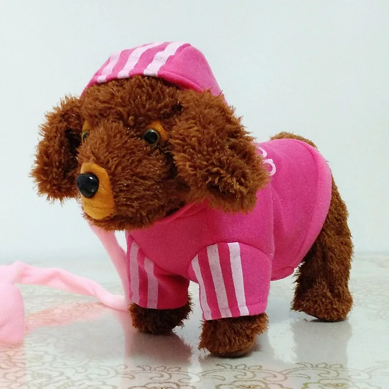 Children Leash Poodle Electric Toy Dog Will Go Will Call Talk Electronic Dog Plush Walk Singing tiao wu gou