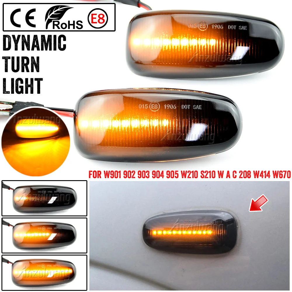 

2 x For Mercedes-BENZ E-Class W210 C-Class W202 W208 Led Dynamic Side Marker Turn Signal Light Sequential Blinker Light
