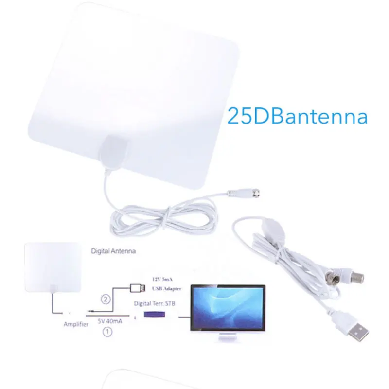 HD tv 002 50 Miles Range HD ТВ антенна для внутреннего усиленного цифрового ТВ усилитель сигнала антенны спутникового сигнала антенна приемника