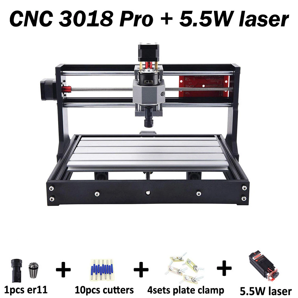 CNC 3018 PRO станок с ЧПУ GRBL контроль фрезерный станок с ЧПУ DIY гравировальный станок с ЧПУ гравер ЧПУ деревянный маршрутизатор CNC3018PRO - Цвет: Set5-add 5.5W laser