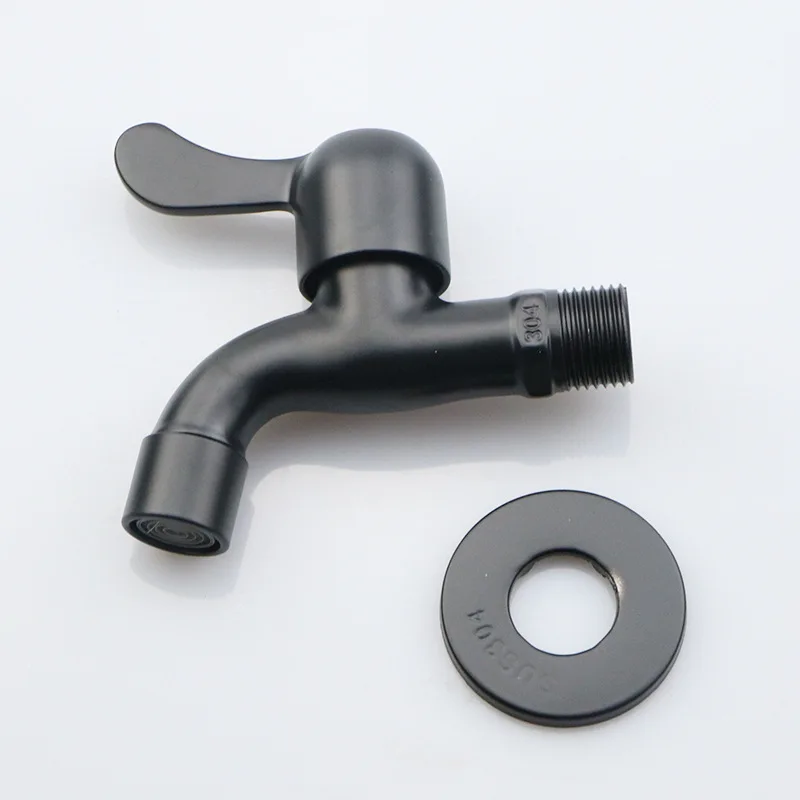 304 Stainless Steel Mate Black Color Finished Washing Machine Outdoor Garden Ffaucet Tap Water Bibcock