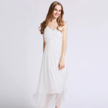 

Pure silk dress woman Spring Summer Soild white / yellow strapless Maxi dress bohemian holiday beach dress female