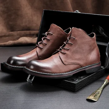 

big size ankle boots cowboy boots mens High Quality Genuine Leather chelsea boots men autumn winter British all-match cowhide