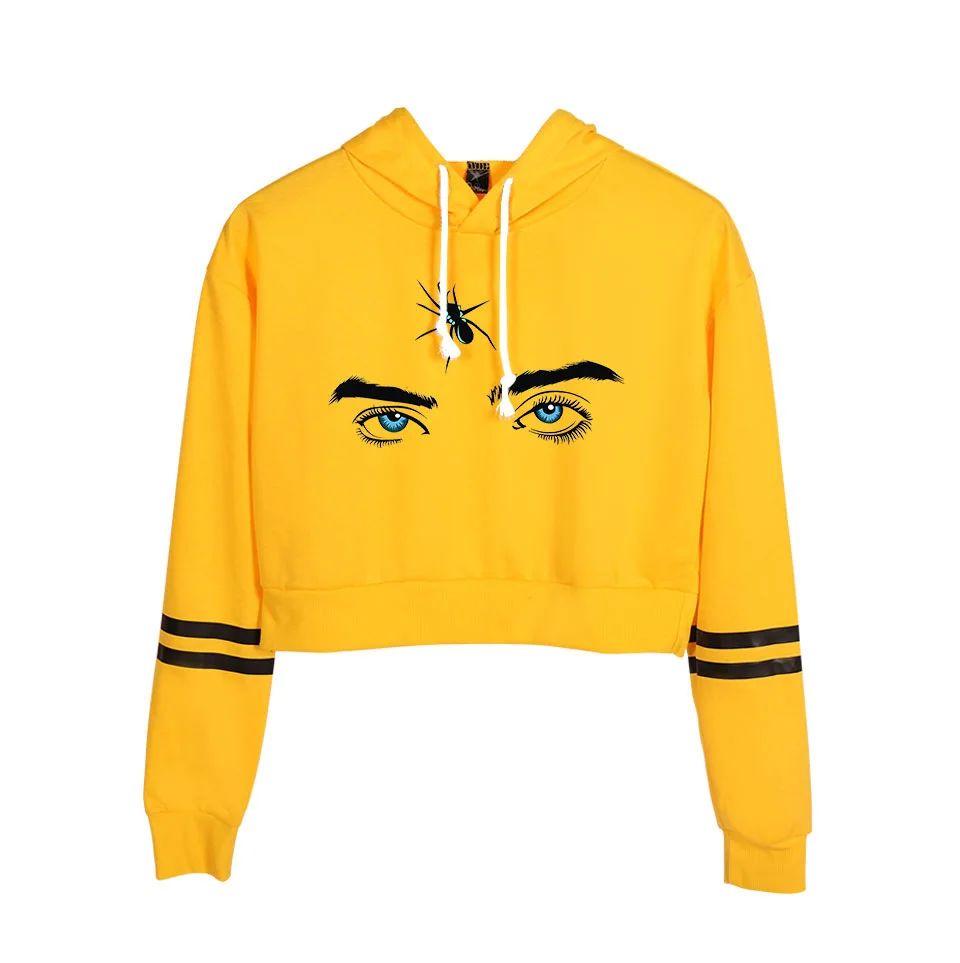 Billie Eilish, укороченный топ, толстовки, толстовка, модная, Harajuku Kawaii, кошачьи ушки, Женская Короткая Толстовка, Harajuku, повседневные толстовки, одежда