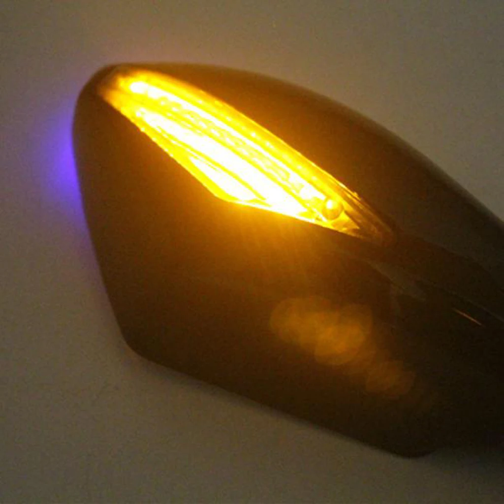 1 Pair Motorcycle Side Mirrors With LED Turn Indicator Light 8mm/10mm Adapters Plastic Shell