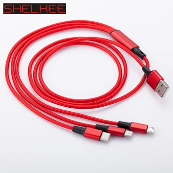 

SHELKEE USB cable One drag three data lines for Apple Android TYPE C three-in-one fast charge data cable