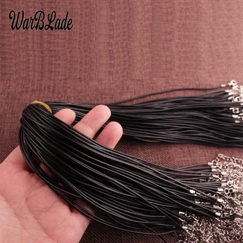 

WarBLade 20PCs/lots 1.5mm Black Leather Wax Rope Cord Necklace Chain DIY String Strap Rope Lobster Clasp Leather Jewelry Chains