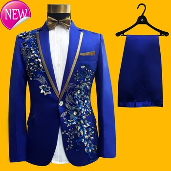 

lollipops, Royal Blue embroidered wedding costumes, men's heavy work clothes, party clothes