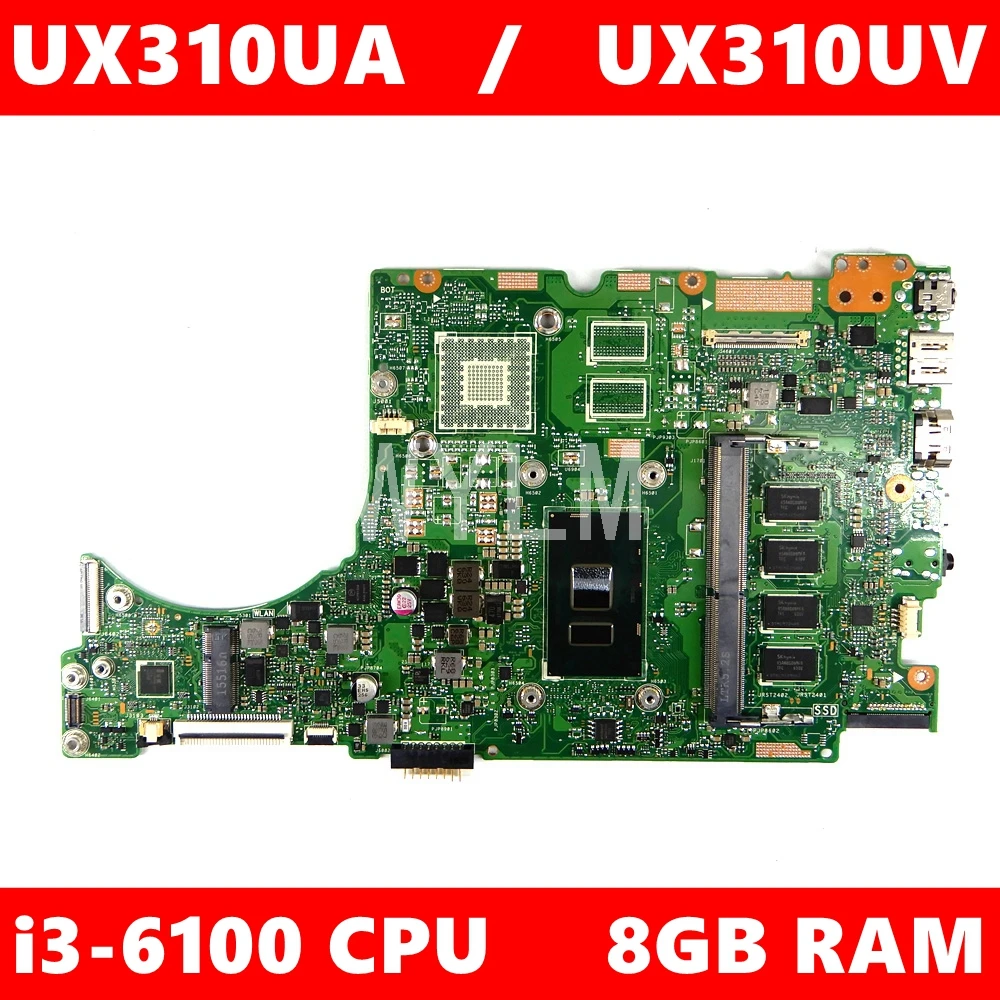 UX310UA Motherboard i3 6100CPU 8GB RAM Mainboard REV2.0 For ASUS UX310U ...