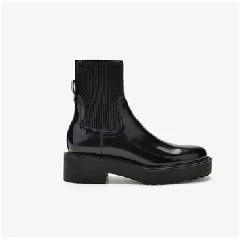 

Women's Rubber Boots Round Toe Boots-women Flat Heel Chelsea Shoes Booties Ladies Rain Ankle Black 2020 Med Lolita