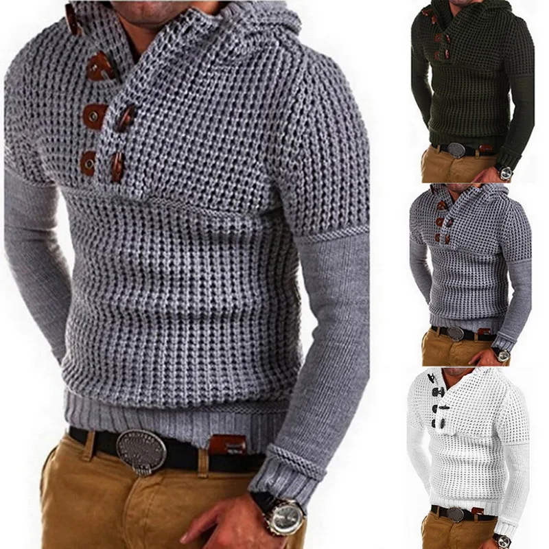 

Men Knitted Cardigans Sweater Casual Autumn Winter All-Match Outerwear Jackets Solid Color O Neck Cotton Button Sweaters Tops