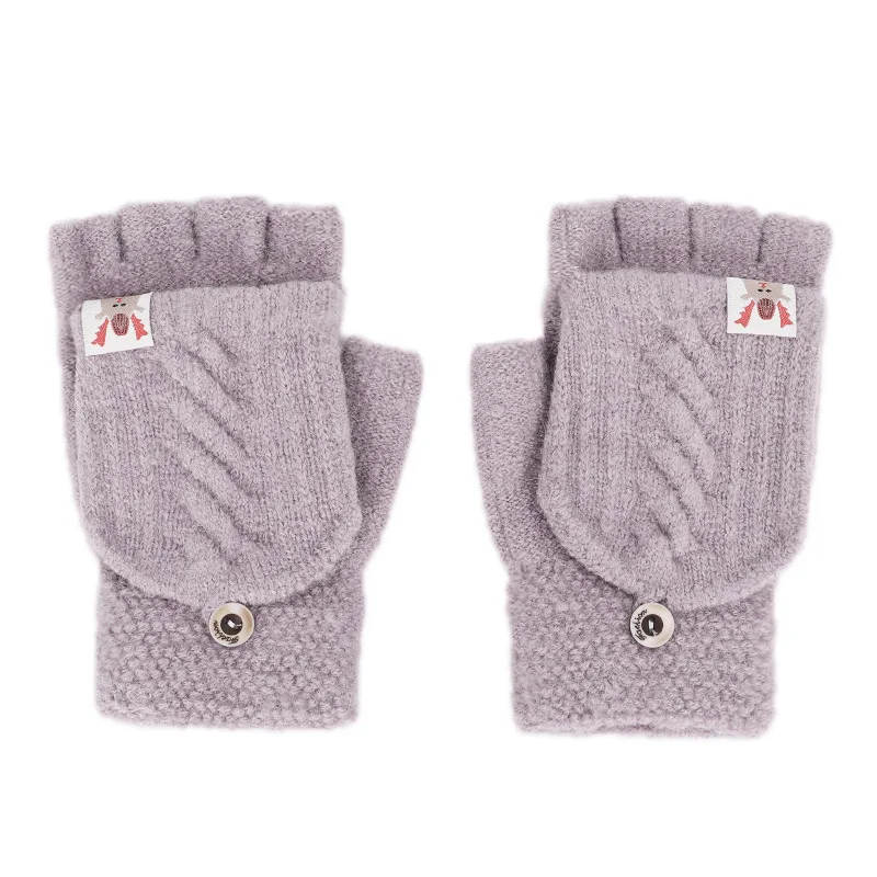 Purpie Guantes зимние перчатки женские зимние перчатки для девочек одноцветные перчатки из кроличьей шерсти мягкие теплые яркие цвета двойные женские перчатки - Цвет: Purpie