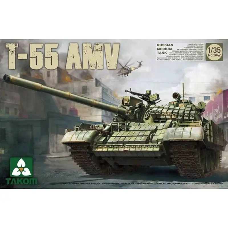 

TAKOM 2042 1/35 Russian Medium Tank T-55AMV - Scale Model Kit