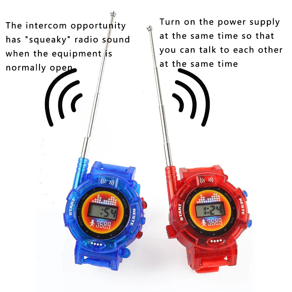 

2PCS Smart Kids Toy Battery Powered Long Range Outdoor Durable Portable Family Random Color Wrist Watch Children Walkie Talkie